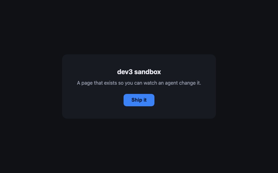 The sandbox page with a blue Ship it button