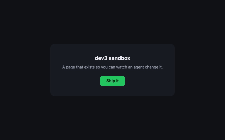 The sandbox page with a green Ship it button